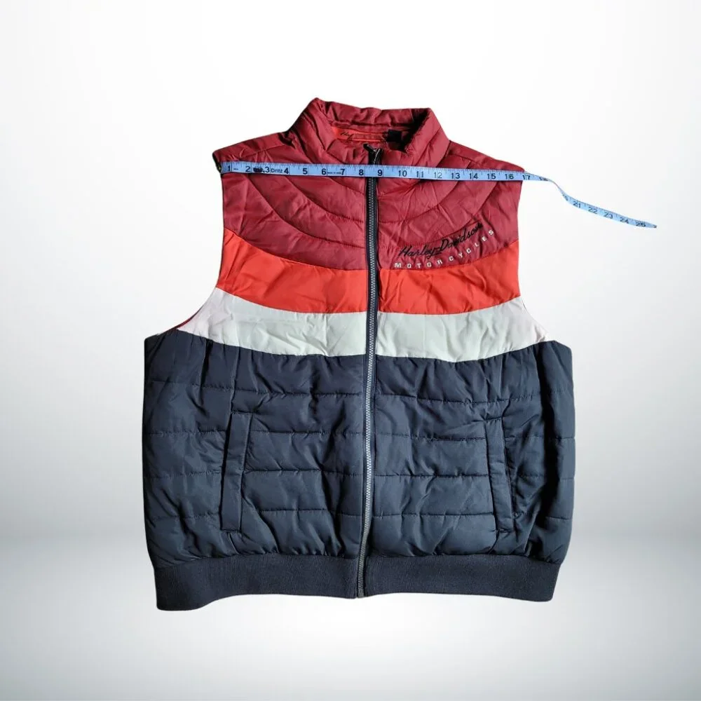 Harley‑Davidson Women’s 2XL Retro 70s Colorblock Puffer Vest Fall Winter Cozy